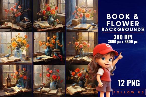 Blending Literature and Flora: The Art of Book & Flower Backgrounds