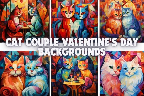 Cat Couple Valentine's Day Backgrounds: Purr-fect Romance for Your Projects