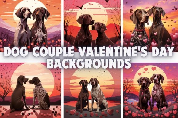 Dog Couple Valentine's Day Backgrounds for Your Projects