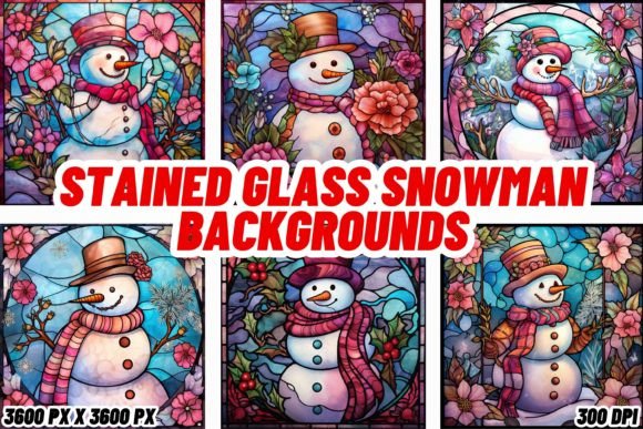 Enchanting Stained Glass Snowman Backgrounds for Digital Spaces