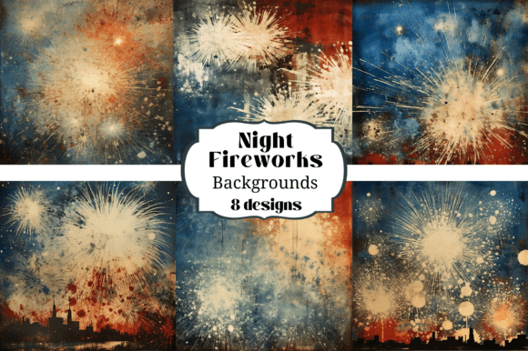 Ignite Your Projects with 8 Fireworks Digital Paper Backgrounds
