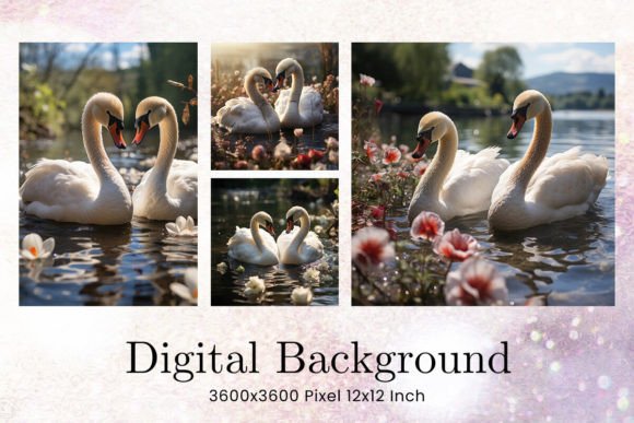 Swan Flower Backgrounds: Digital Wall Art for Modern Projects