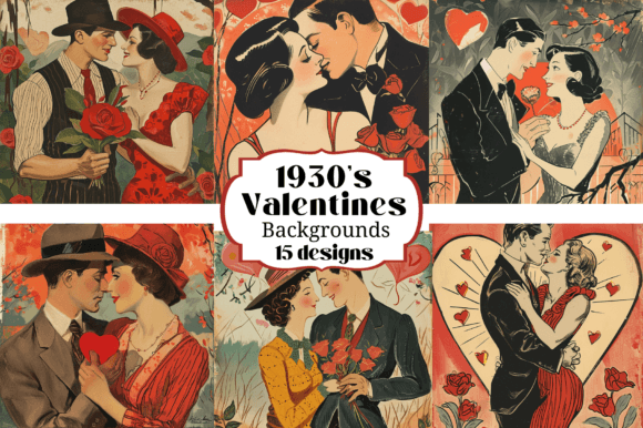 Timeless Romance: 15 1930's Valentines Cards Backgrounds