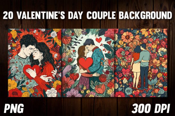 Valentine's Day Couple Backgrounds 4: Romantic Design Assets
